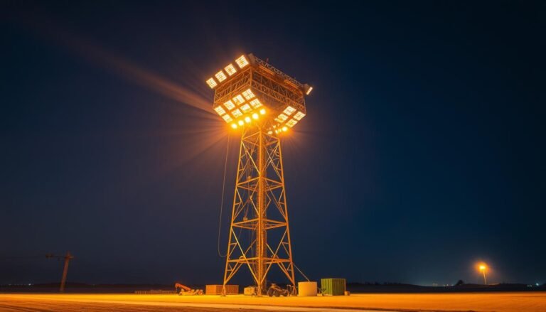 Torre de iluminação potente para grandes construções